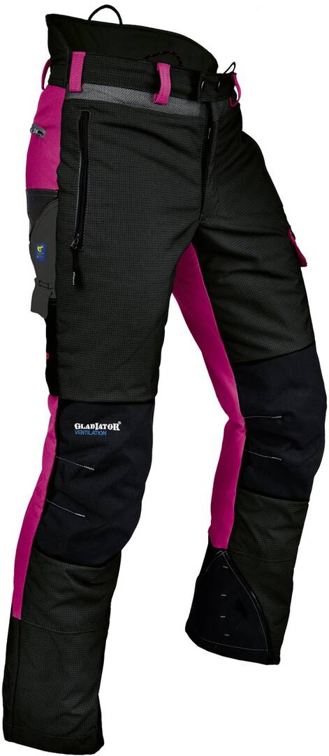 Pantalon anti-coupure vent noir/rose L
